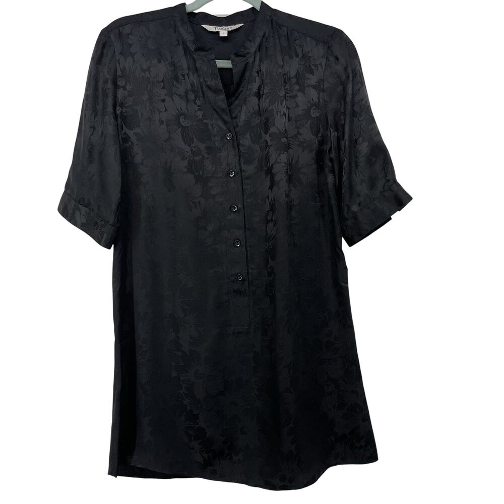 Tucker Size‎ Small Jacquard Tunic Top 100% Silk Popover Tunic Top Short Sleeve
